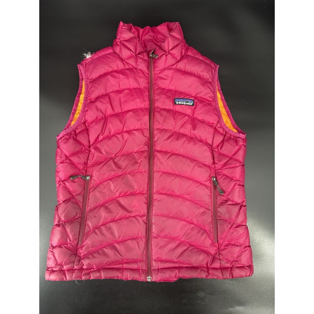 Patagonia Goose Down Women's Sz S Magenta Puffer Vest Full Zip Pink